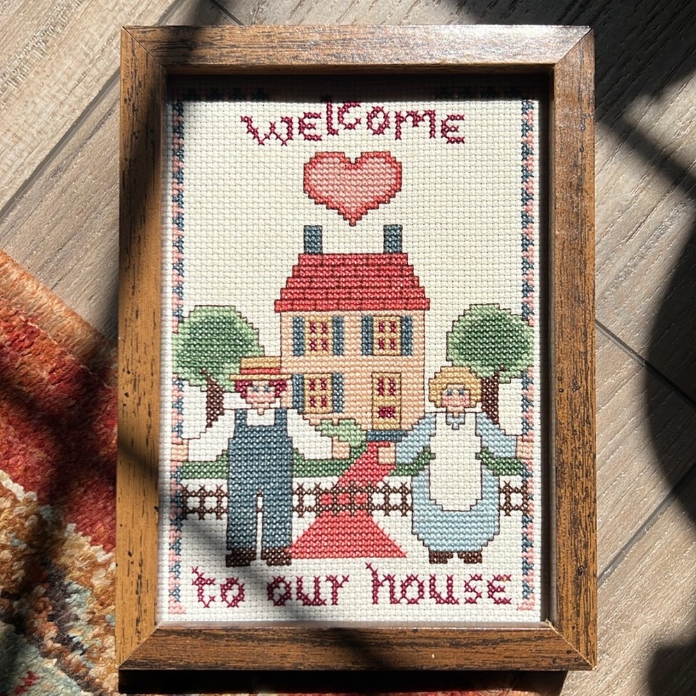Vintage Welcome to Our Home Cross Stitch art